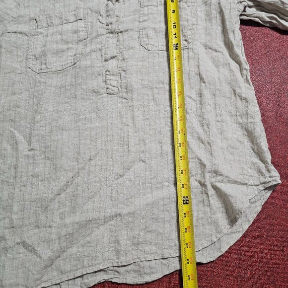 Chicos Linen Popover Shirt XL Beige Roll-Tab Sleeve Coastal Minimalist Neutral - Picture 8 of 9